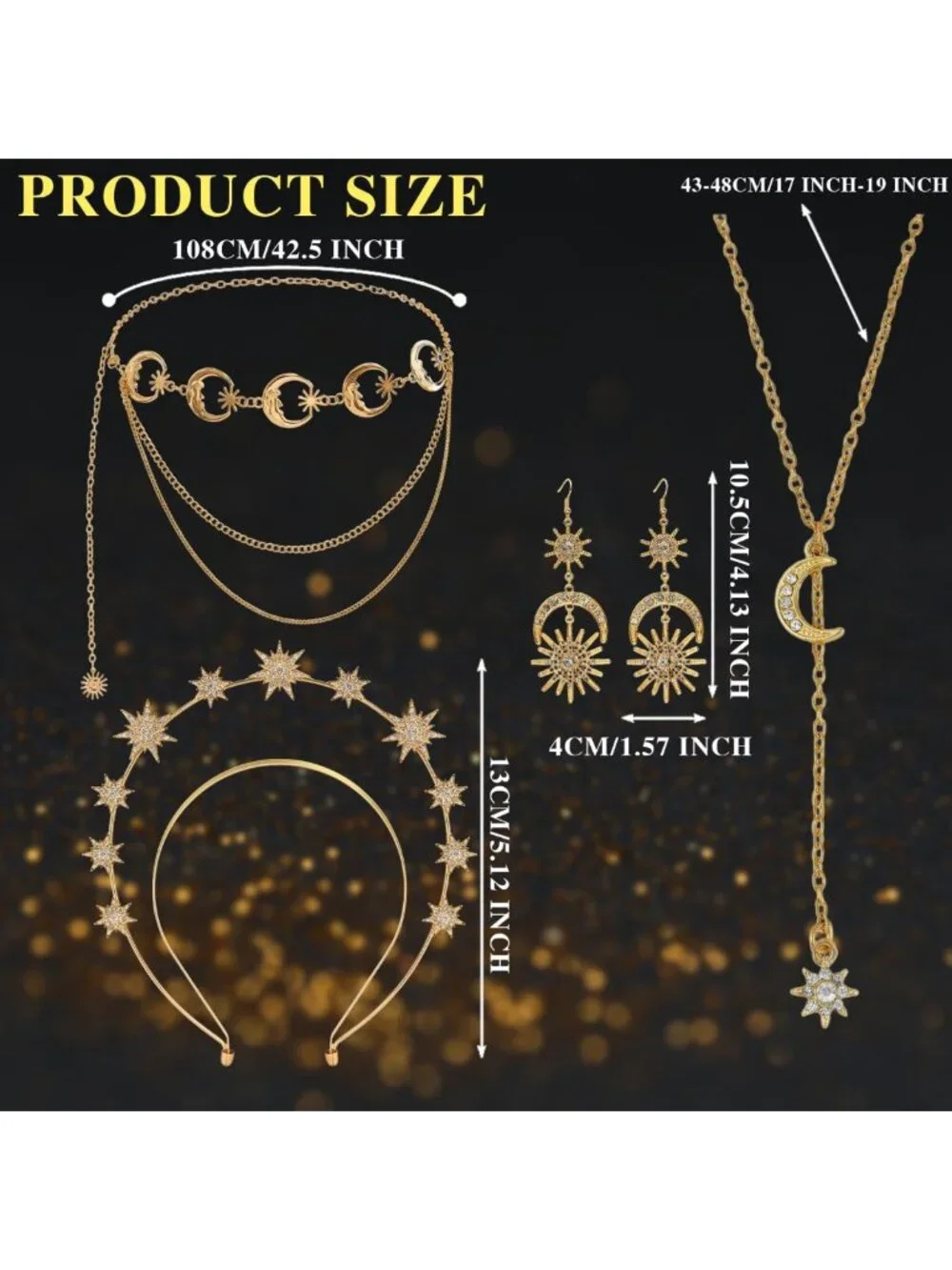 Celestial Star Headband & Earrings Set - Halo Crown for Wedding & Costume